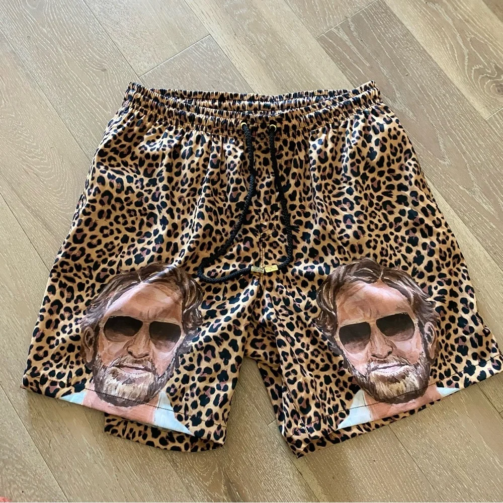Kenny Flowers x El Pres Shorts leopard print drawstring elastic waist pockets